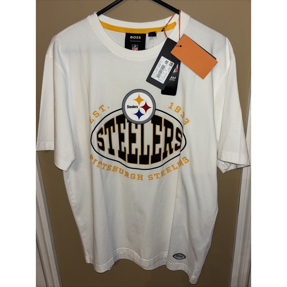 NWT Hugo BOSS x NFL Pittsburgh Steelers White Men's M Tee T-Shirt
